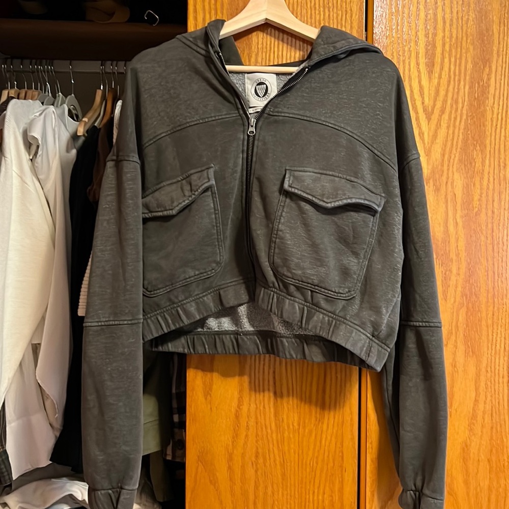 Urban outfitters cropped zip up hoodie
